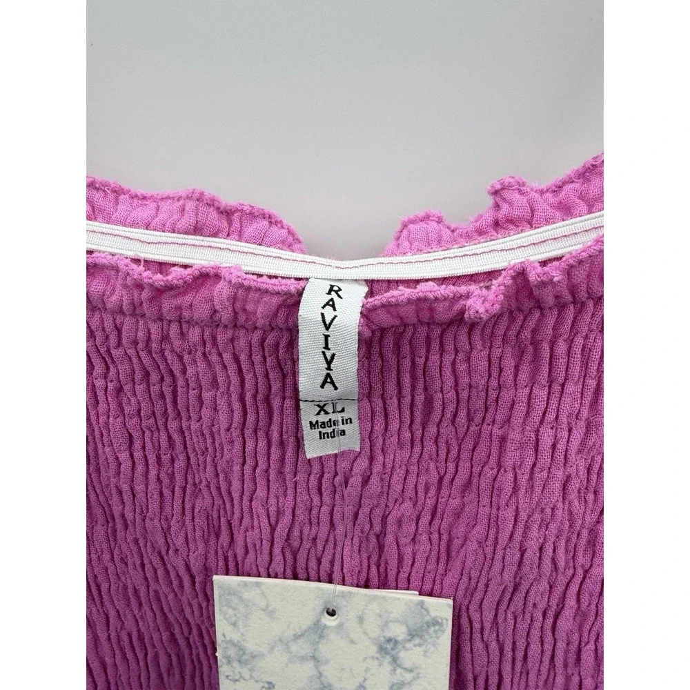 Raviya Womens XL Smocked Cotton Maxi Dress Swimsuit Cover Up in‎ Cove Pink 184